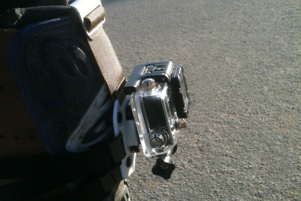 Image of GoPro Hero 3 mounted on Alpinestar Tech 8 boot using the Moto Flak Mount